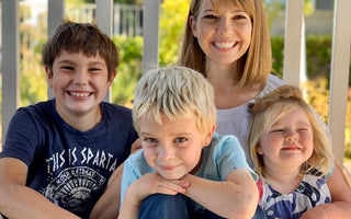Image of Karen and her family with her children in honor of Mother's Day 2021 for her blog for Kids' Cake Boxes, baking memories 